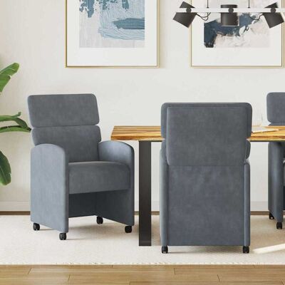 vidaXL Esszimmerstühle mit Rollen 2 pcs Dunkelgrau 58 x 65 x 98 cm - Grau vidaXL Esszimmerstühle mit Rollen 2 pcs Dunkelgrau 58 x 65 x 98 cm - Grau