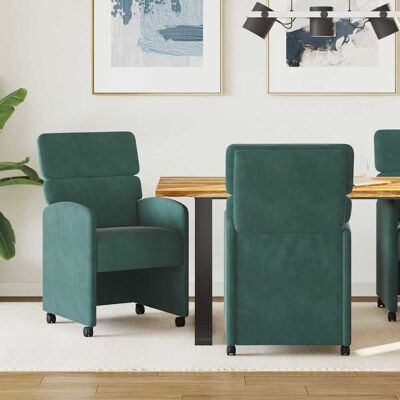 vidaXL Esszimmerstühle mit Rollen 2 pcs Dunkelgrün 58 x 65 x 98 cm - Grün vidaXL Esszimmerstühle mit Rollen 2 pcs Dunkelgrün 58 x 65 x 98 cm - Grün