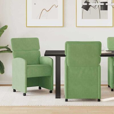 vidaXL Esszimmerstühle mit Rollen 2 pcs Hellgrün 58 x 65 x 98 cm Samt - Grün vidaXL Esszimmerstühle mit Rollen 2 pcs Hellgrün 58 x 65 x 98 cm Samt - Grün