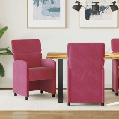 vidaXL Esszimmerstühle mit Rollen 2 pcs Weinrot 58 x 65 x 98 cm Samt - Rot vidaXL Esszimmerstühle mit Rollen 2 pcs Weinrot 58 x 65 x 98 cm Samt - Rot