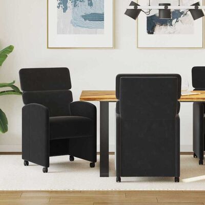 vidaXL Esszimmerstühle mit Rollen 2 pcs Schwarz 58 x 65 x 98 cm Samt - Schwarz vidaXL Esszimmerstühle mit Rollen 2 pcs Schwarz 58 x 65 x 98 cm Samt - Schwarz
