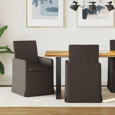 vidaXL Esszimmerstühle 2 pcs Dunkelgrau 57 x 67 x 95 cm Leinen - Grau vidaXL Esszimmerstühle 2 pcs Dunkelgrau 57 x 67 x 95 cm Leinen - Grau