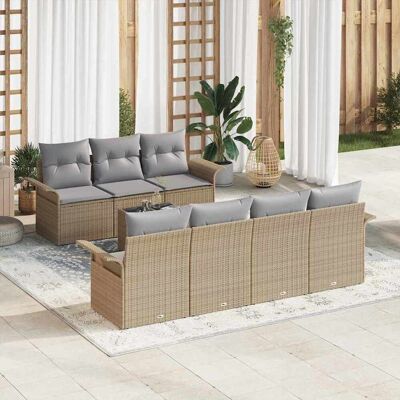 vidaXL Gartensofa-set mit Kissen 8 pcs Beige und Grau Poly-Rattan - Beige vidaXL Gartensofa-set mit Kissen 8 pcs Beige und Grau Poly-Rattan - Beige