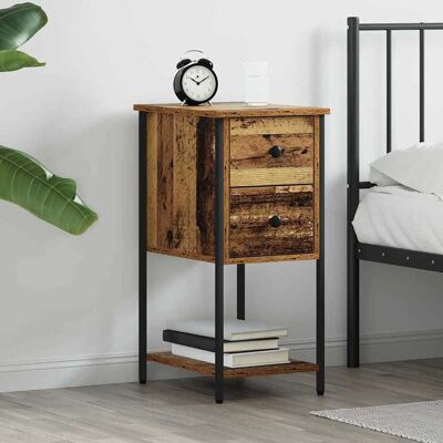 vidaXL Nachttisch mit Schubladen Altholz 32 x 42 x 70 cm Holzwerkstoff - Braun vidaXL Nachttisch mit Schubladen Altholz 32 x 42 x 70 cm Holzwerkstoff - Braun
