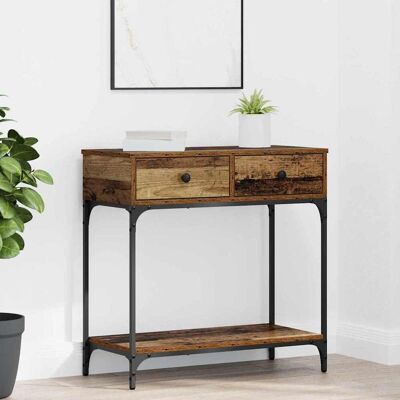 vidaXL Konsolentisch mit Regal Altholz 75 x 34,5 x 75 cm Holzwerkstoff - Braun vidaXL Konsolentisch mit Regal Altholz 75 x 34,5 x 75 cm Holzwerkstoff - Braun