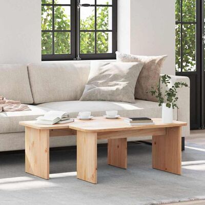 vidaXL Couchtisch 2 pcs Natur Massivholz Kiefer - Braun vidaXL Couchtisch 2 pcs Natur Massivholz Kiefer - Braun