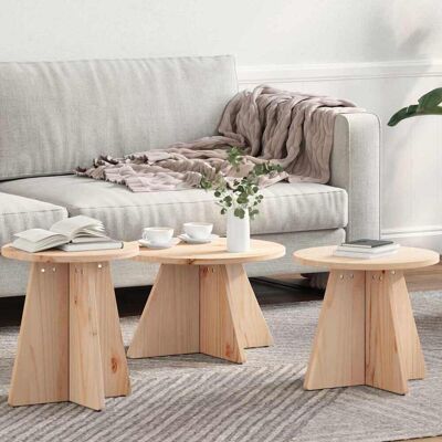 vidaXL Couchtisch 3 pcs Natur - Beige vidaXL Couchtisch 3 pcs Natur - Beige