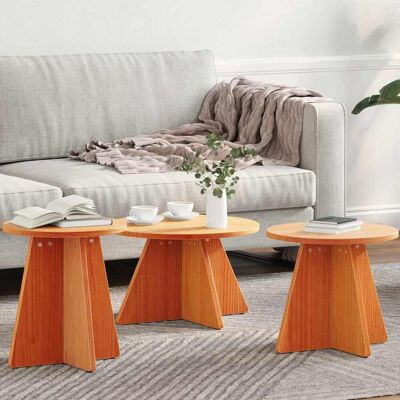 vidaXL Couchtisch 3 pcs Wachsbraun - Braun vidaXL Couchtisch 3 pcs Wachsbraun - Braun