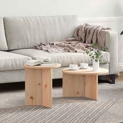 vidaXL Couchtisch 2 pcs Natur Massivholz Kiefer - Braun vidaXL Couchtisch 2 pcs Natur Massivholz Kiefer - Braun