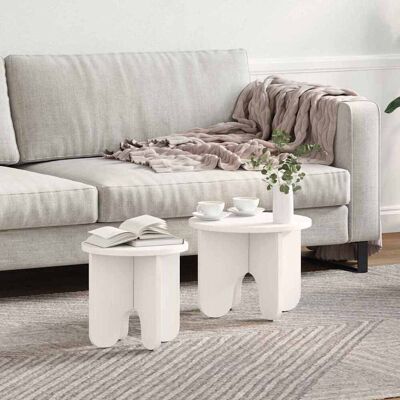 vidaXL Couchtisch 2 pcs Weiß Massivholz Kiefer - Weiß vidaXL Couchtisch 2 pcs Weiß Massivholz Kiefer - Weiß