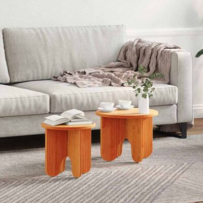 vidaXL Couchtisch 2 pcs Wachsbraun Massivholz Kiefer - Braun vidaXL Couchtisch 2 pcs Wachsbraun Massivholz Kiefer - Braun