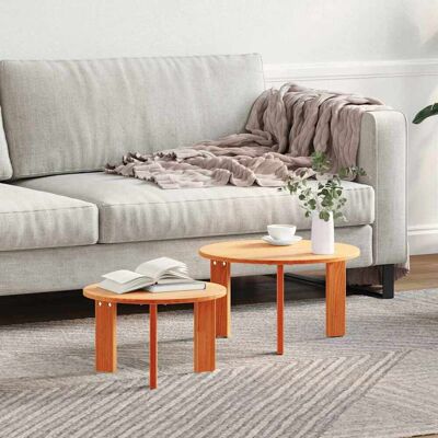 vidaXL Couchtisch 2 pcs Wachsbraun Massivholz Kiefer - Braun vidaXL Couchtisch 2 pcs Wachsbraun Massivholz Kiefer - Braun