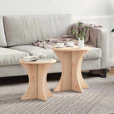 vidaXL Couchtisch 2 pcs Natur Massivholz Kiefer - Braun vidaXL Couchtisch 2 pcs Natur Massivholz Kiefer - Braun