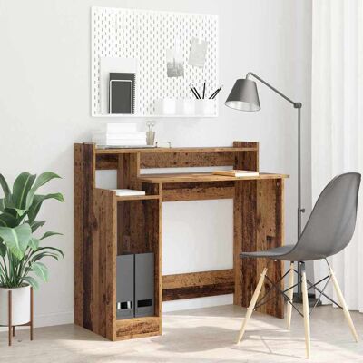 vidaXL Schreibtisch mit Regal Altholz 97 x 45 x 90 cm Holzwerkstoff - Braun vidaXL Schreibtisch mit Regal Altholz 97 x 45 x 90 cm Holzwerkstoff - Braun