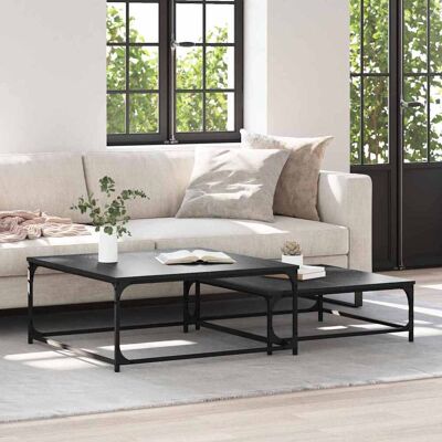 vidaXL Couchtisch 2 pcs Schwarz Eichen-Optik Holzwerkstoff - Schwarz vidaXL Couchtisch 2 pcs Schwarz Eichen-Optik Holzwerkstoff - Schwarz