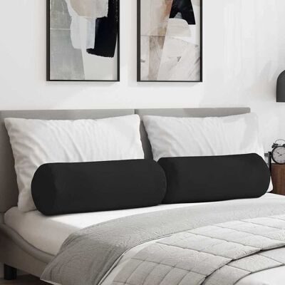 vidaXL Bolsterkissen 2 pcs Schwarz Ø 25 x 70 cm Mikrofaserstoff - Schwarz vidaXL Bolsterkissen 2 pcs Schwarz Ø 25 x 70 cm Mikrofaserstoff - Schwarz