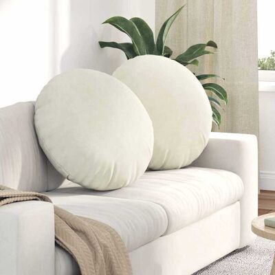 vidaXL Sitzkissen 2 pcs Creme Ø60 x 21 cm Samt - Creme vidaXL Sitzkissen 2 pcs Creme Ø60 x 21 cm Samt - Creme