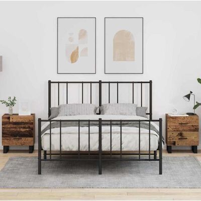 vidaXL Nachttisch 2 pcs Altholz und Schwarz 40 x 35 x 47,5 cm - Braun vidaXL Nachttisch 2 pcs Altholz und Schwarz 40 x 35 x 47,5 cm - Braun