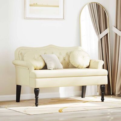 vidaXL Chesterfield Bench Creme 120,5 x 65 x 75 cm Kunstleder - Creme vidaXL Chesterfield Bench Creme 120,5 x 65 x 75 cm Kunstleder - Creme