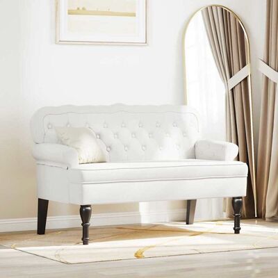 vidaXL Chesterfield Bench Weiß 119,5 x 64,5 x 75 cm Kunstleder - Weiß vidaXL Chesterfield Bench Weiß 119,5 x 64,5 x 75 cm Kunstleder - Weiß