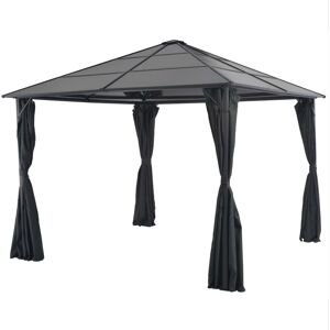 vidaXL Gartenpavillon mit Vorhang Aluminium 3×3 m Schwarz - Schwarz