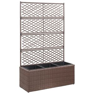 vidaXL Hochbeet mit Rankgitter 3 Töpfe 83×30×130cm Poly Rattan Braun - Braun