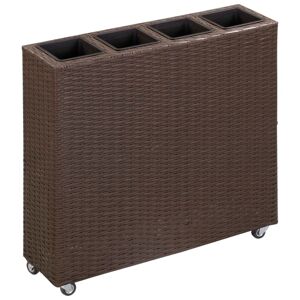 vidaXL Garten-Hochbeet mit 4 Töpfen 80x22x79 cm Poly Rattan Braun - Braun