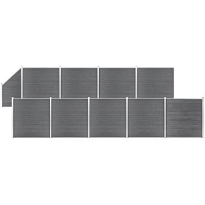 vidaXL WPC Zaun-Set 9 Quadrate + 1 Schräge 1657x186 cm Grau - Grau