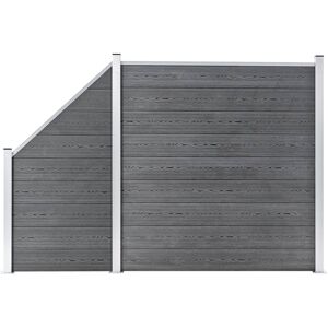 vidaXL WPC Zaun-Set 1 Quadrat + 1 Schräge 273x186 cm Grau - Grau