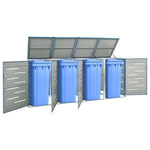 vidaXL Mülltonnenbox für 4 Tonnen 276,5x77,5x112,5 cm Edelstahl - Blau