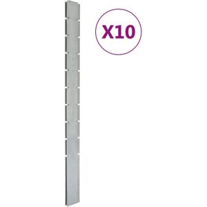 vidaXL Zaunpfosten 10 Stk. Silbern 240 cm Verzinkter Stahl - Silber