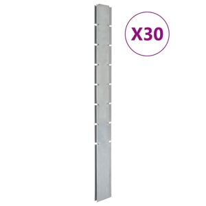 vidaXL Zaunpfosten 30 Stk. Silbern 200 cm Verzinkter Stahl - Silber