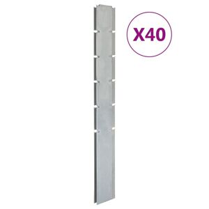 vidaXL Zaunpfosten 40 Stk. Silbern 160 cm Verzinkter Stahl - Silber