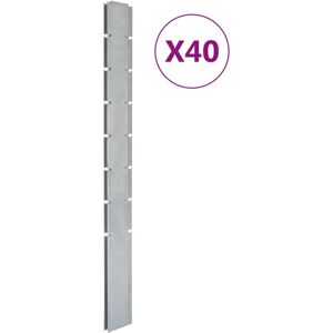 vidaXL Zaunpfosten 40 Stk. Silbern 200 cm Verzinkter Stahl - Silber