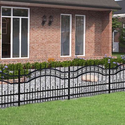 vidaXL Gartenzaun mit Speerspitze Schwarz 240 x 75 cm Pulverbeschichteter Stahl - Schwarz vidaXL Gartenzaun mit Speerspitze Schwarz 240 x 75 cm Pulverbeschichteter Stahl - Schwarz