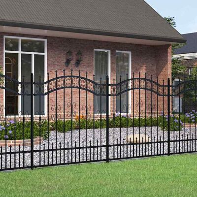 vidaXL Gartenzaun mit Speerspitze Schwarz 240 x 125 cm Pulverbeschichteter Stahl - Schwarz vidaXL Gartenzaun mit Speerspitze Schwarz 240 x 125 cm Pulverbeschichteter Stahl - Schwarz