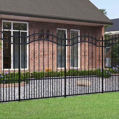 vidaXL Gartenzaun KAMPEN mit Speerspitze Schwarz 240 x 150 cm Stahl - Schwarz vidaXL Gartenzaun KAMPEN mit Speerspitze Schwarz 240 x 150 cm Stahl - Schwarz