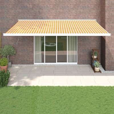 vidaXL Markise 5x3m Gelb Weiß Stoff Aluminium - Markise vidaXL Markise 5x3m Gelb Weiß Stoff Aluminium - Markise