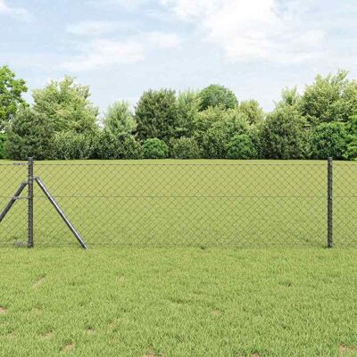 vidaXL Outdoor Kettenglied-Zaun Erdfixierung 10 x 0,8 m Grau Netz - Grau vidaXL Outdoor Kettenglied-Zaun Erdfixierung 10 x 0,8 m Grau Netz - Grau