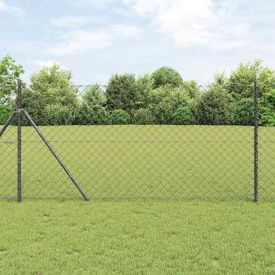 vidaXL Outdoor Kettenglied-Zaun Erdfixierung 10 x 1 m Grau Netz - Grau vidaXL Outdoor Kettenglied-Zaun Erdfixierung 10 x 1 m Grau Netz - Grau