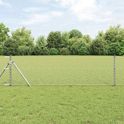 vidaXL Outdoor Kettenglied-Zaun Erdfixierung 10 x 0,4 m Silber Netz - Silber vidaXL Outdoor Kettenglied-Zaun Erdfixierung 10 x 0,4 m Silber Netz - Silber
