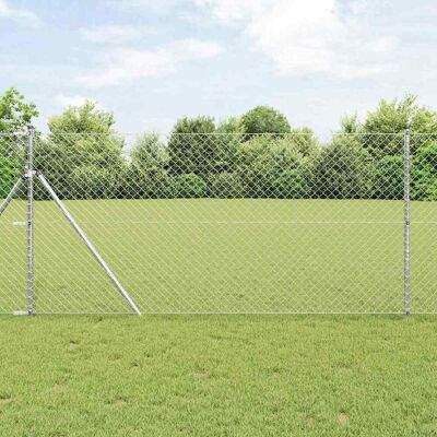 vidaXL Outdoor Kettenglied-Zaun Erdfixierung 10 x 1,4 m Silber Netz - Silber vidaXL Outdoor Kettenglied-Zaun Erdfixierung 10 x 1,4 m Silber Netz - Silber