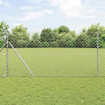 vidaXL Outdoor Kettenglied-Zaun Erdfixierung 10 x 1 m Verzinkter Stahl - Silber vidaXL Outdoor Kettenglied-Zaun Erdfixierung 10 x 1 m Verzinkter Stahl - Silber