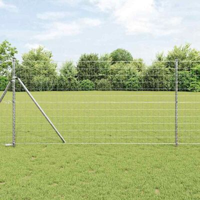 vidaXL Outdoor Euro Zaun Bodeneinbau 10 x 1 m Verzinkter Stahl Silber - Silber vidaXL Outdoor Euro Zaun Bodeneinbau 10 x 1 m Verzinkter Stahl Silber - Silber