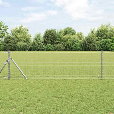 vidaXL Outdoor Euro Zaun Bodeneinbau 25 x 0,4 m Verzinkter Stahl Netz - Silber vidaXL Outdoor Euro Zaun Bodeneinbau 25 x 0,4 m Verzinkter Stahl Netz - Silber