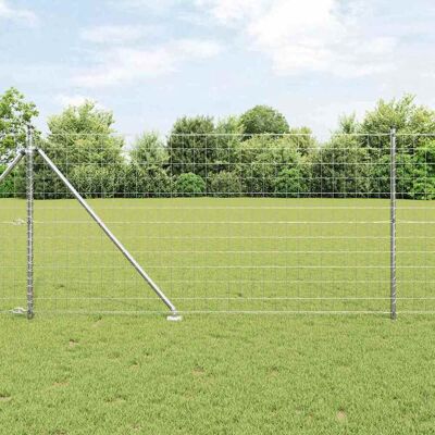 vidaXL Outdoor Euro Zaun mit Spitzen 10 x 1 m Verzinkter Stahl Silber - Silber vidaXL Outdoor Euro Zaun mit Spitzen 10 x 1 m Verzinkter Stahl Silber - Silber