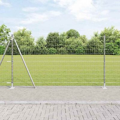 vidaXL Outdoor Euro Zaun mit Betonsockel 10 x 1,2 m Verzinkter Stahl - Silber vidaXL Outdoor Euro Zaun mit Betonsockel 10 x 1,2 m Verzinkter Stahl - Silber