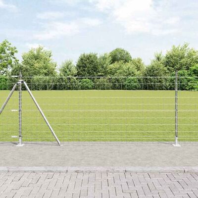vidaXL Outdoor Euro Zaun mit Betonsockel 10 x 1 m Verzinkter Stahl - Silber vidaXL Outdoor Euro Zaun mit Betonsockel 10 x 1 m Verzinkter Stahl - Silber