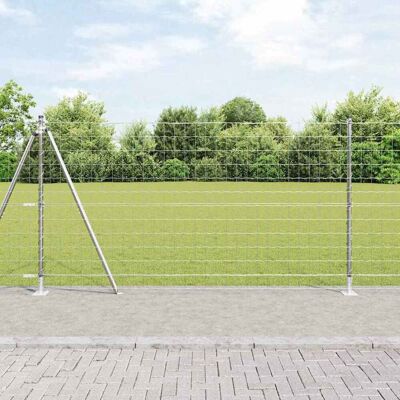 vidaXL Outdoor Euro Zaun mit Betonsockel 10 x 1,2 m Verzinkter Stahl - Silber vidaXL Outdoor Euro Zaun mit Betonsockel 10 x 1,2 m Verzinkter Stahl - Silber