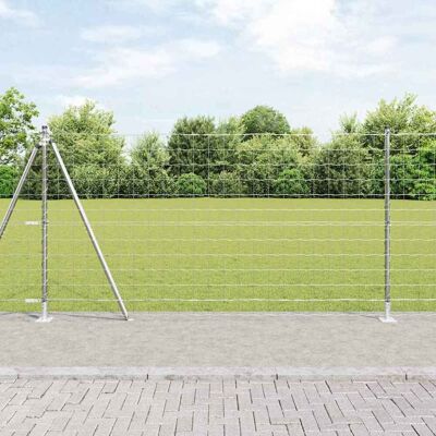 vidaXL Outdoor Euro Zaun mit Betonsockel 10 x 1,2 m Verzinkter Stahl - Silber vidaXL Outdoor Euro Zaun mit Betonsockel 10 x 1,2 m Verzinkter Stahl - Silber